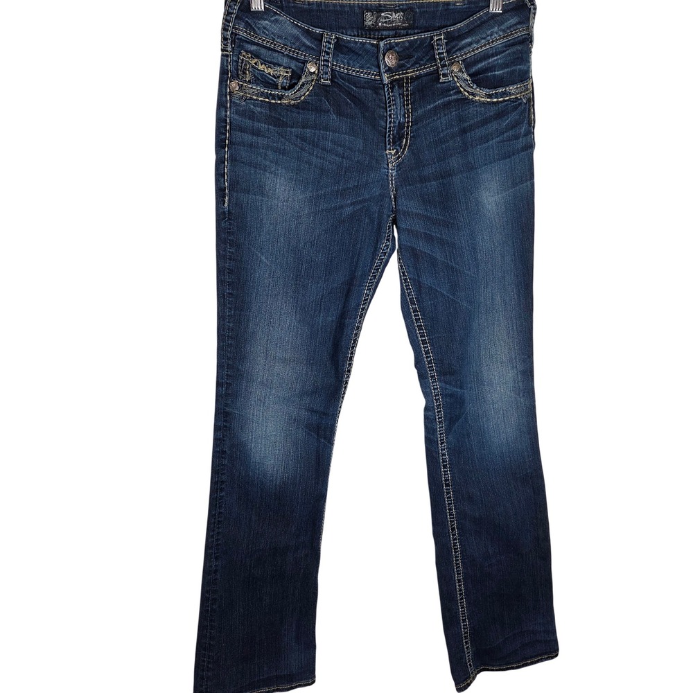 Y2K Silver Jeans Suki Bootcut Low Rise Thick Stitch Denim Womens 17 W30 L33